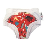 pair of Applecheeks training pants in red bird pattern