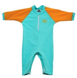 NoZone Fiji Baby Swimsuit in teal with orange sleeves