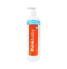 bottle of Thinkbaby shampoo & body wash on white background
