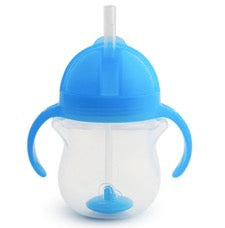 Click Lock weighted straw baby bottle in blue