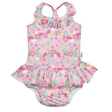 One-piece Ruffle Swimsuit with Built-in Reusable Absorbent Swim Diaper