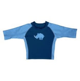 i play by green sprouts long sleeve rashguard swim shirt in blue with rhino design