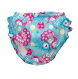 pair of i play. by green sprouts swim diaper in pink and teal