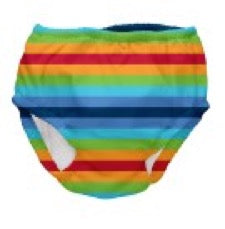 pair of i play. by green sprouts swim diaper in pink and teal