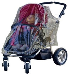 Child sitting in stroller with Jolly Jumper weathershield