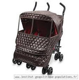 twin stroller with Manito castle Alpha stroller cover in brown