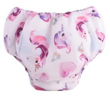 pair of Mother Ease Bedwetter training pants in unicorn pattern