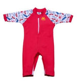 NoZone Fiji Baby Swimsuit in red with patterned sleeves