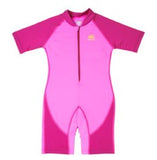 NoZone One Piece Kids Swimsuit in pink with fuchshia sleeves