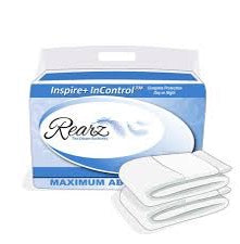 Pack of Rearz Inspire+ InControl diapers with sample on white background