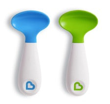 one blue and one green Scooper Spoon for babies