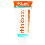 6 ounce bottle of Thinkbaby sunscreen on white background