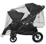 side view of travel system stroller in black with Jolly Jumper weathershield draped over it